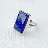 Natural lapis lazuli gemstone ring – handcrafted silver jewelry