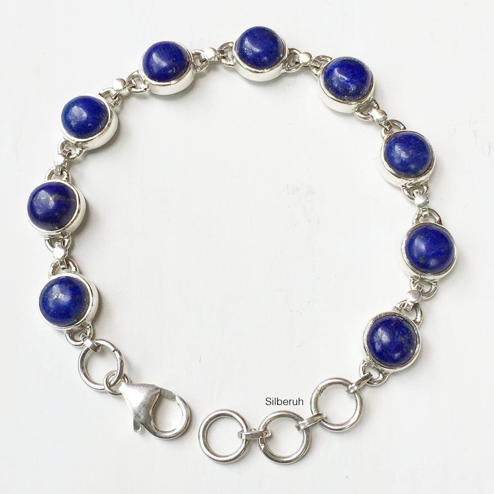 Lapis Lazuli Round Silver Bracelet – SILBERUH