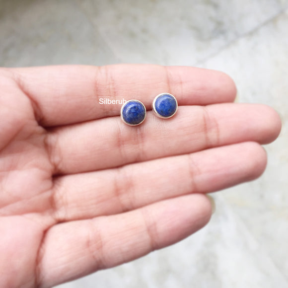 Lapis Lazuli Round Silver Stud