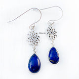 Lapis Lazuli Sahasrara Chakra Silver Earring