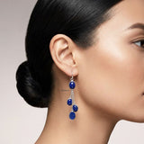 925 sterling silver Lapis Lazuli chain earrings handcrafted gemstone design