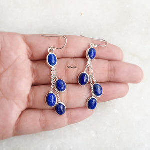 Lapis Lazuli Silver Chain Earring