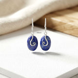 925 Silver Lapis Lazuli Oval Swirl Earrings with natural blue gemstones