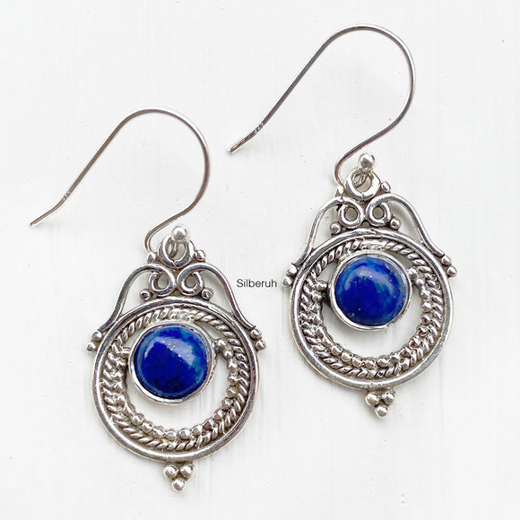 Lapis Lazuli Silver Tribal Earring