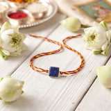 Square Lapis Lazuli Sterling Silver Rakhi