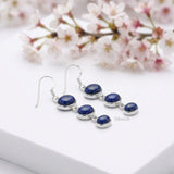 handcrafted geometric lapis silver step earrings