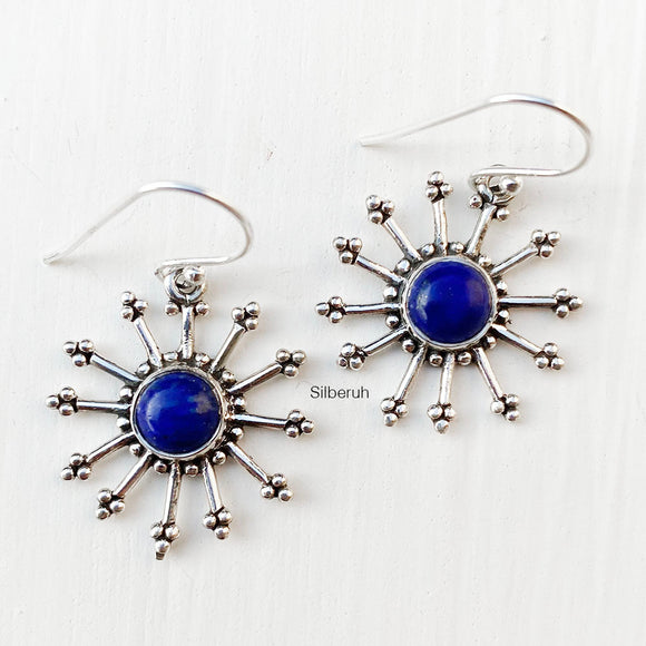 Lapis Lazuli Sun Silver Earring
