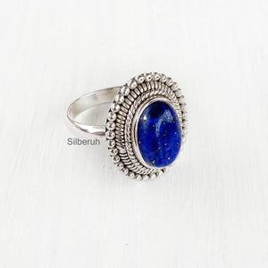 Lapis Lazuli Tribal Silver Ring