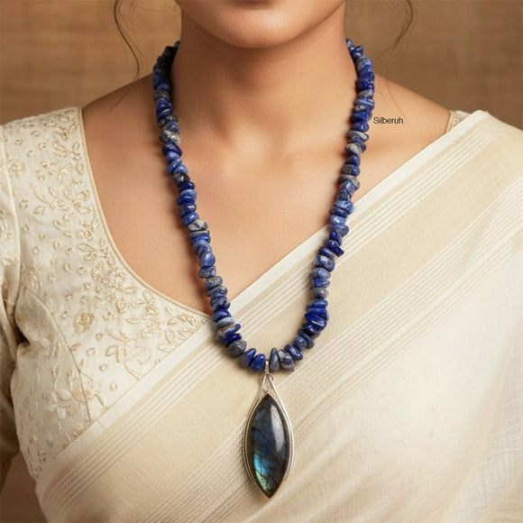 Lapis Lazuli & Labradorite Silver Necklace