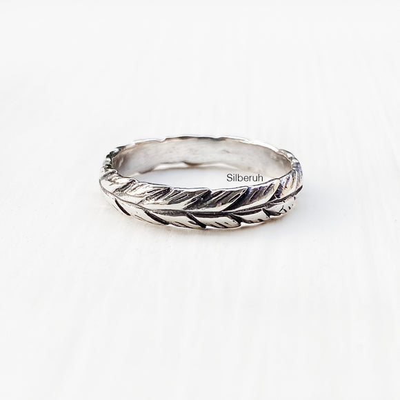 Leaf Band Silver Ring