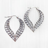 Leaf Silver Bali Hoop Earring