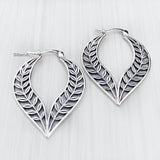 Leaf Silver Bali Hoop Earring