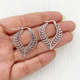Leaf Silver Bali Hoop Earring
