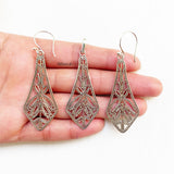 Leaf Silver Jali Pendant & Earring Set