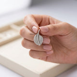 Minimalist 925 silver leaf necklace pendant handcrafted in sterling silver