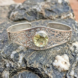 handcrafted filigree silver kada with lemon topaz gemstone