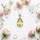 925 silver lemon topaz long teardrop pendant India