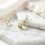 yellow gemstone silver pendant teardrop design
