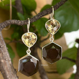 Lemon Topaz & Smoky Quartz Silver Earring