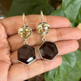 Lemon Topaz & Smoky Quartz Silver Earring