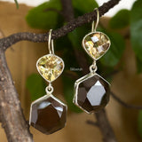 Lemon Topaz & Smoky Quartz Silver Earring