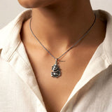 Genuine sterling silver Ganesha pendant with traditional oxidised finish