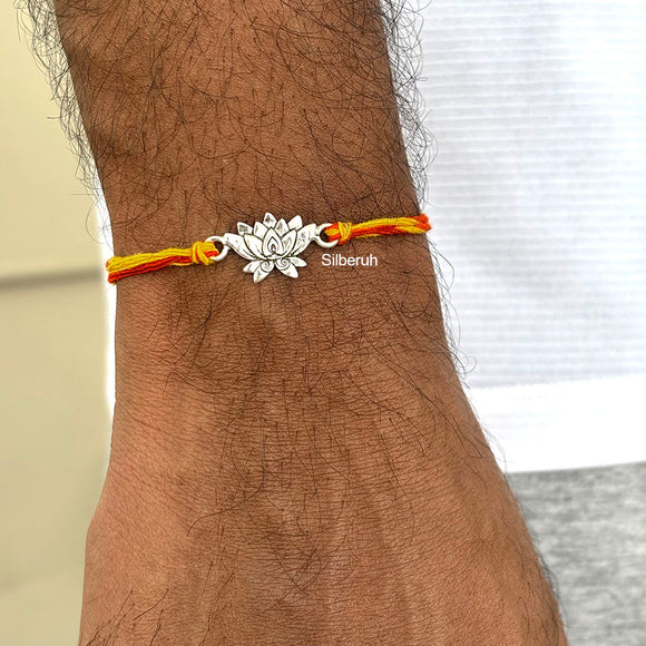 925 Silver Lotus Rakhi for Brothe