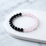 Love & Protection Bracelet with natural Rose Quartz and Black Obsidian gemstone beads
