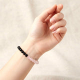 Handmade Rose Quartz and Black Obsidian stretch bracelet for everyday wear