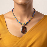 Mahogany Obsidian Silver Threaded Necklace
