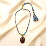 Mahogany Obsidian Silver Threaded Necklace
