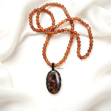 Mahogany Obsidian & Orange Onyx Threaded Necklace