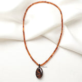 Mahogany Obsidian & Orange Onyx Threaded Necklace