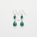 handcrafted green gemstone silver drop earrings