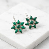 sterling silver malachite gemstone earrings