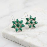 925 silver malachite earrings flower design India