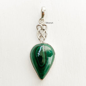 Malachite Infinity Knot Silver Pendant