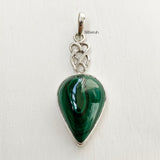 Malachite Infinity Knot Silver Pendant