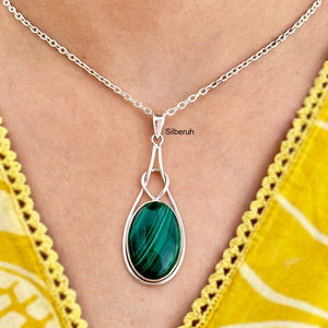 Malachite Knot Silver Pendant