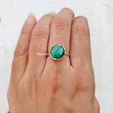 Malachite Knotted Round Silver Ring