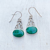 Malachite Knotted Silver Earring