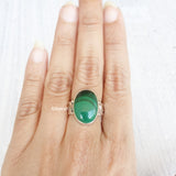 Malachite Leaf Silver Ring