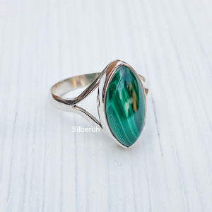 Malachite Marquise Silver Ring