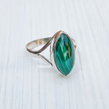 Malachite Marquise Silver Ring