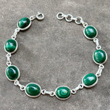 Malachite Oval Silver Bracelet