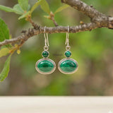 925 malachite double drop sterling silver earring India