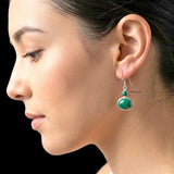 handcrafted green gemstone sterling silver earrings