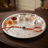 Handmade 925 Silver Malachite Rakhi with Adjustable Thread