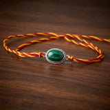 925 Sterling Silver Oval Malachite Rakhi for Raksha Bandhan