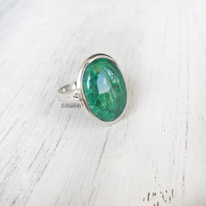 Malachite Oval Silver Ring